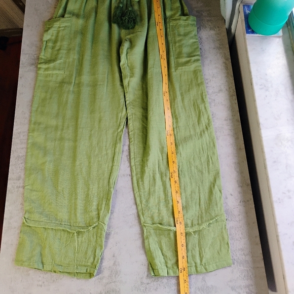 Wayan Natural Wear Cotton Cargo Pants Green Rope Waist Tie Travel Size Small - Picture 10 of 13
